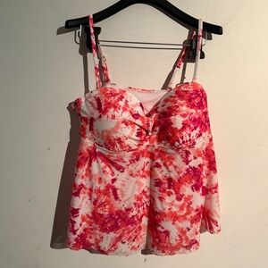 Tankini Bathing Suit Top Padded Support Boning Large 12/14 NWT